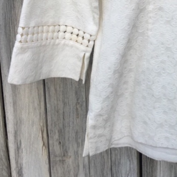 Lilly Pulitzer Embroidered Square Neck Floral Print Blouse Ivory 6 - Picture 9 of 13